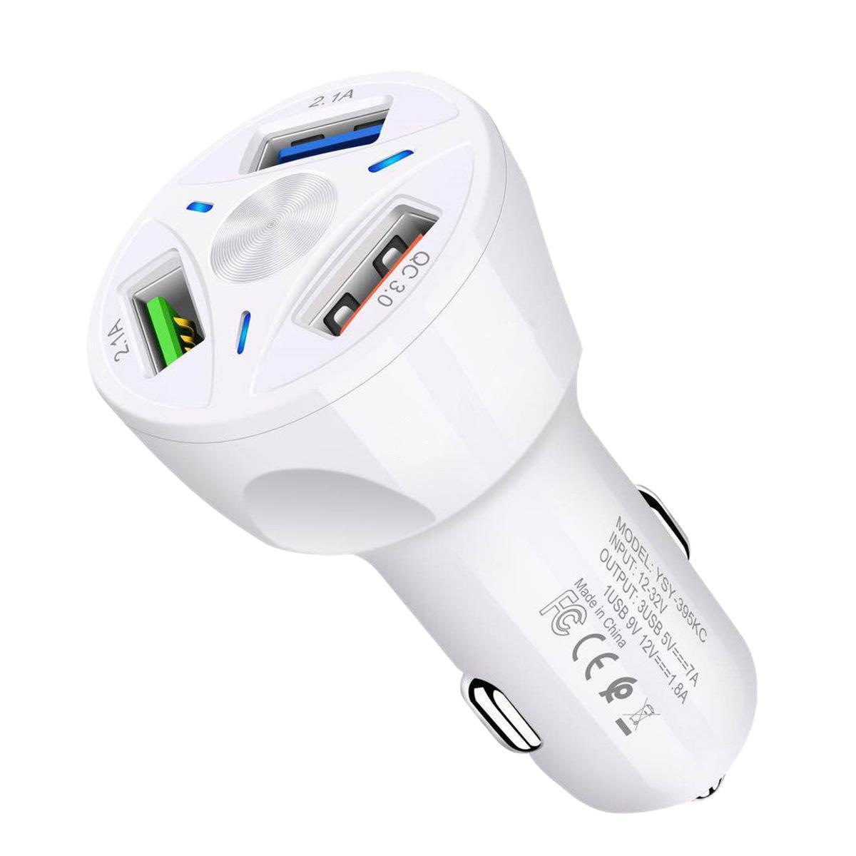 4-Port Fast Charge Car Charger – Compact USB Power Adapter for All Devices (45W)