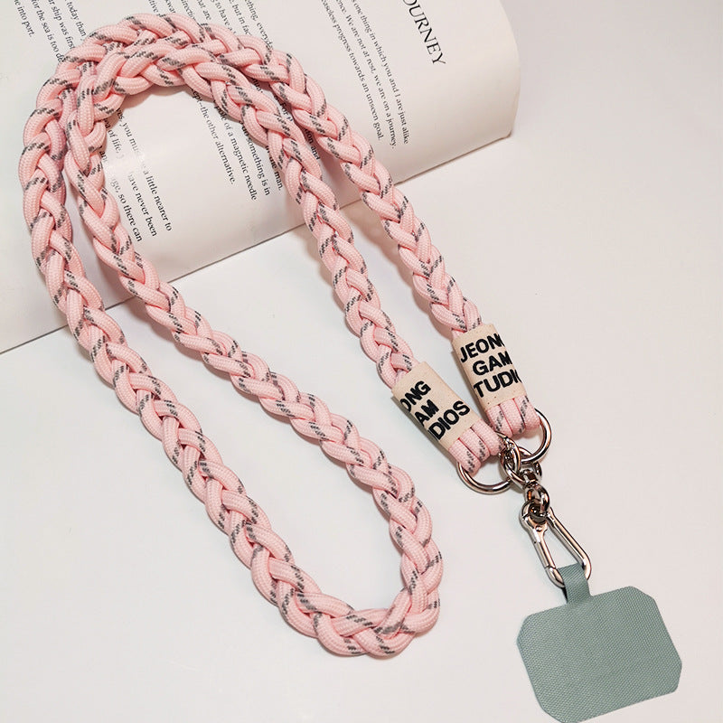 Cute Crossbody Mobile Phone Lanyard with Cartoon Pendant – Adjustable, Woven Nylon Strap with Secure Clip