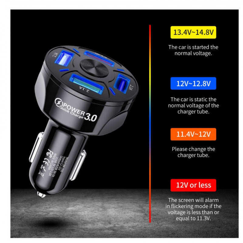 4-Port Fast Charge Car Charger – Compact USB Power Adapter for All Devices (45W)