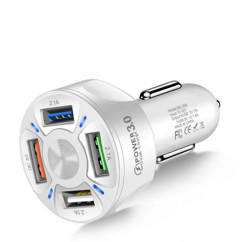 4-Port Fast Charge Car Charger – Compact USB Power Adapter for All Devices (45W)
