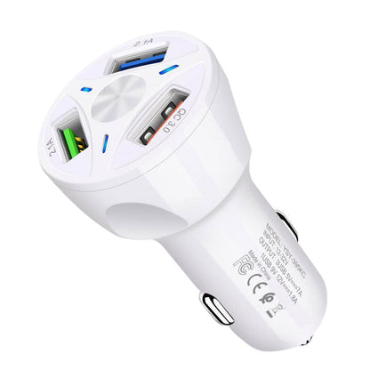 4-Port Fast Charge Car Charger – Compact USB Power Adapter for All Devices (45W)