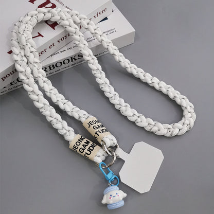 Cute Crossbody Mobile Phone Lanyard with Cartoon Pendant – Adjustable, Woven Nylon Strap with Secure Clip