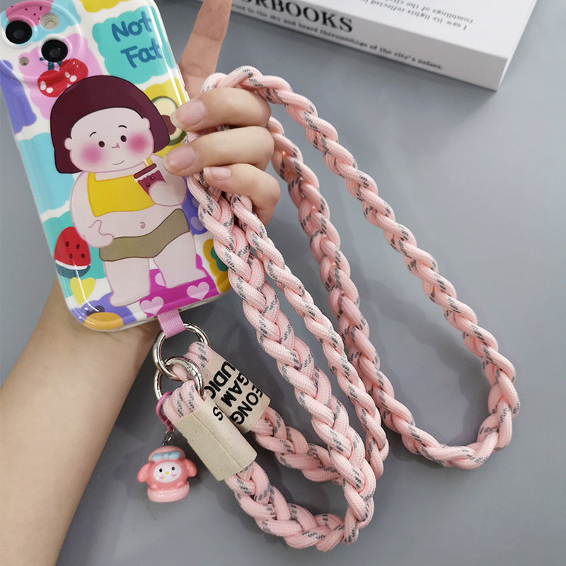Cute Crossbody Mobile Phone Lanyard with Cartoon Pendant – Adjustable, Woven Nylon Strap with Secure Clip