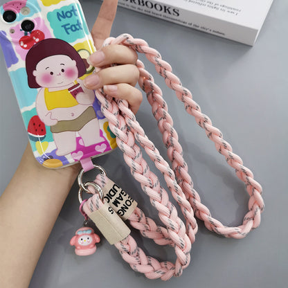 Cute Crossbody Mobile Phone Lanyard with Cartoon Pendant – Adjustable, Woven Nylon Strap with Secure Clip