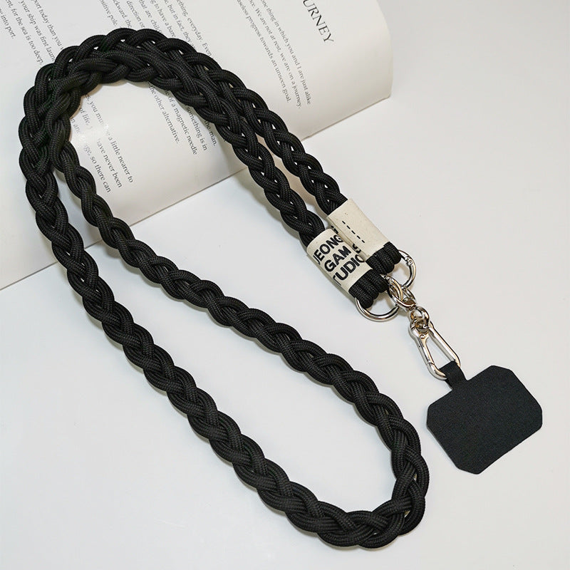 Cute Crossbody Mobile Phone Lanyard with Cartoon Pendant – Adjustable, Woven Nylon Strap with Secure Clip