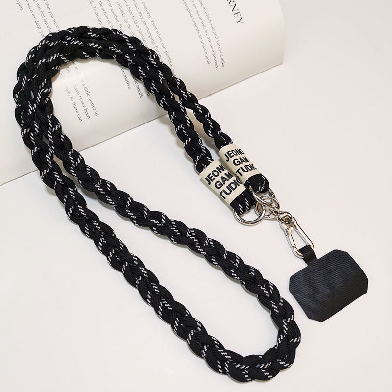 Cute Crossbody Mobile Phone Lanyard with Cartoon Pendant – Adjustable, Woven Nylon Strap with Secure Clip
