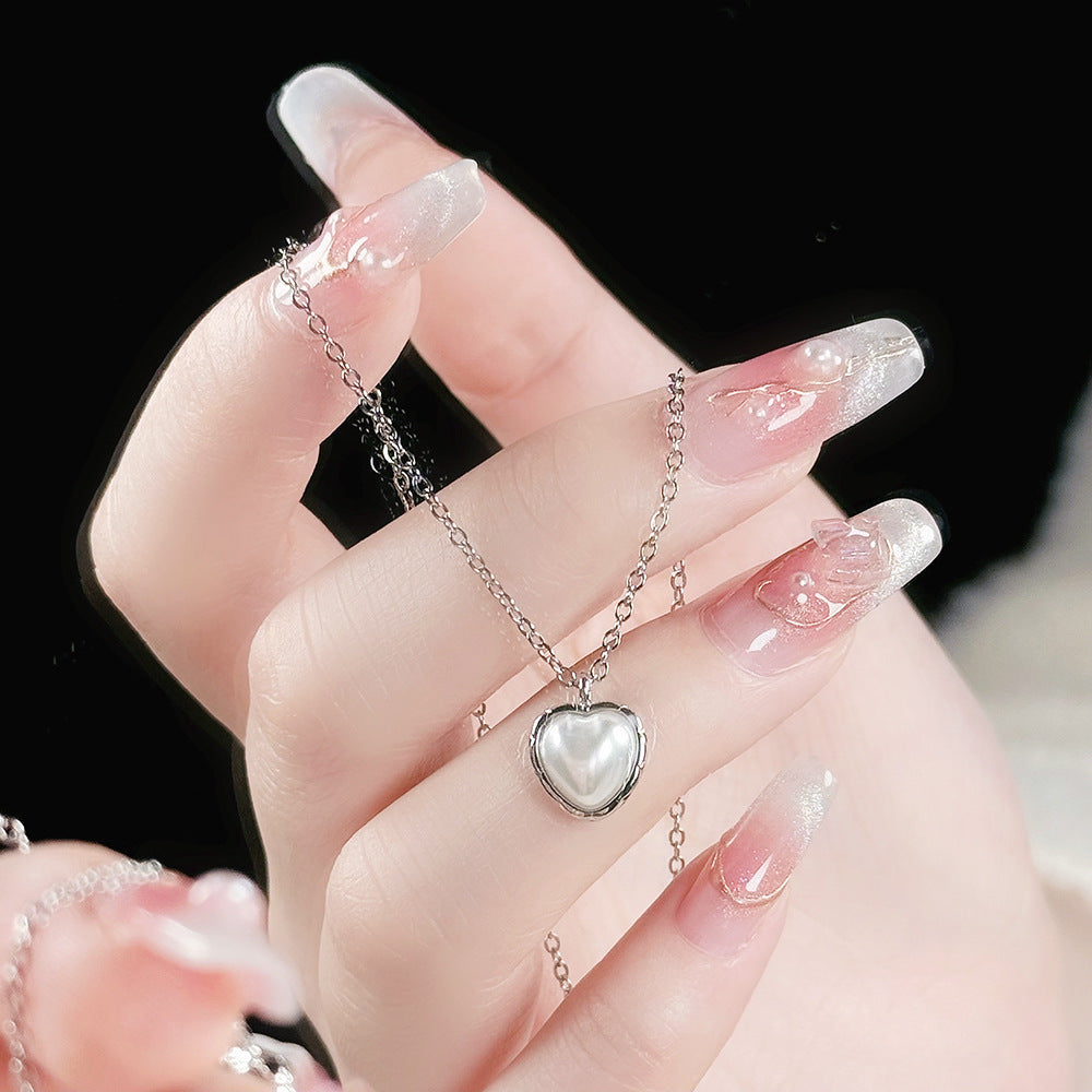 Sweet Rock Candy Heart Pendant Necklace – Titanium Steel Clavicle Chain