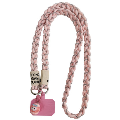 Cute Crossbody Mobile Phone Lanyard with Cartoon Pendant – Adjustable, Woven Nylon Strap with Secure Clip